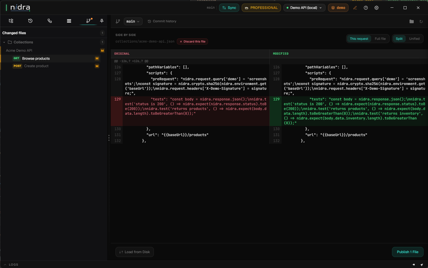 Git-based team synchronization settings