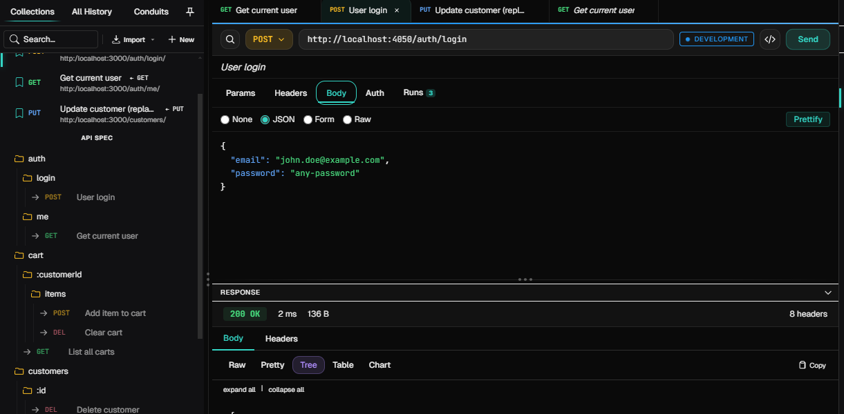 Nidra main interface showing collections, request builder, and response viewer